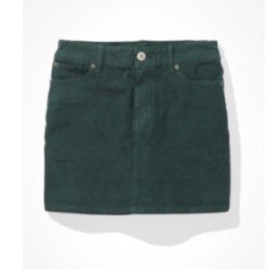 Green corduroy mini skirt
